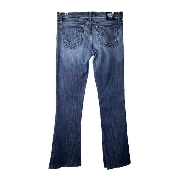 Rock & Republic Jeans Womens 29 Kasandra Flare Denim Diamonds Bling Dark Wash - Picture 3 of 10